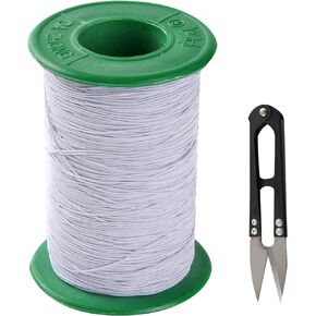 GORGECRAFT 1 Roll 262yd/240m White Elastic String Macrame Cord 0.5mm Stretchy Bracelet String Bands with Scissors for Jewelry Bracelets Necklace Making Beading Sewing Crafts