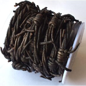 Vintage Grey Faux Barbed Wire 3 Ply 1.8mm Leather Cord 5-Meter Spool by Greek Crafts
