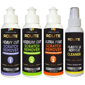 Rolite - RSR4STEP4zCP 's 4 Step Scratch Removal System for Plastic & Acrylic (4 fl. oz.) with Cleaner, Heavy Cut, Medium Cut and Ultra Fine Combo Pack