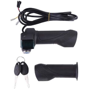 E Bike 48V Gas,Electric Bike Throttle Grip Speed Control Throttle Grip 48V 36V 24V 6V Handlebar Grips for Scooter E Bike Gasgriff 36V ebike Twist Throttle with Ignition