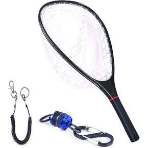 Carbon Fiber Fly Fishing Landing Net with Magnetic Net Release Set for Trout
