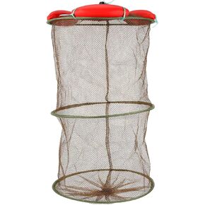 Fishing Cage Basket, Collapsible Nylon Fish Baskets Fish Keeping Net with Anchor Bolt for Minnows Crab Shrimp Crawfish (60X13 inch)