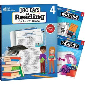 180 Days of Practice for 4th Grade (Set of 3), Assorted Fourth Grade Workbooks for Kids Ages 8-10, Includes 180 Days of Reading, 180 Days of Writing, 180 Days of Math in Saudi Arabia