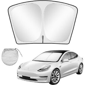 Windshield Sun Shade Compatible for Tesla, Blocks UV Rays Sun Visor Protector, Front Window Sunshade Visor for Tesla Model 3 Model Y 2024-2017 Accessories