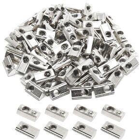 100 Pcs 2020 Series M5 Half Round Roll in Spring T Nuts, Roll in Spring Loaded T Nut for European Standard 20 Series 6mm T-Slot Aluminum Extrusion Profile