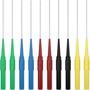 10pcs Multimeter Test Probe Back Probes, 1mm Long Test Pin Non-Destructive Insulation Piercing Needles 4mm Female Banana Plug Car Detective Tools 5colors 30009+
