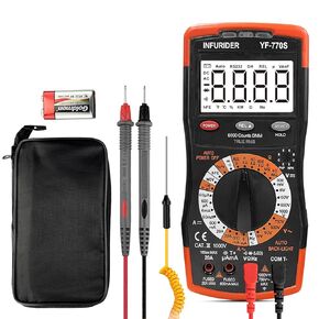 Digital Multimeter,Infurider YF-770M 6000 Counts Manual and Manual Range AC/DC Voltage Amp Ohmmeter Tester Meter with Diode Continuity,Cap,Temp and Mechanical Protection