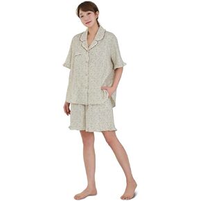 ULLALA Pajamas for Women Vintage Sets Delia Short sleeve Pair Cream Button Down Soft Sleepwear 2Piece 3Size Cotton in Kuwait