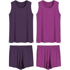 Latuza Women's Viscose Pajama Tank Top Shorts Lounge Set