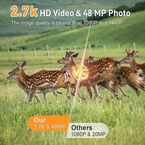XTU Trail Camera WiFi Bluetooth - 2.7K 48MP Game Camera Wildlife with Night Vision Motion Activated with 64GB Micro SD Card, IP66 Waterproof 120° Detection Angle 940nm No Glow LED for Hunting Garden in Saudi Arabia