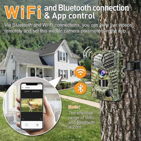 XTU Trail Camera WiFi Bluetooth - 2.7K 48MP Game Camera Wildlife with Night Vision Motion Activated with 64GB Micro SD Card, IP66 Waterproof 120° Detection Angle 940nm No Glow LED for Hunting Garden in Saudi Arabia