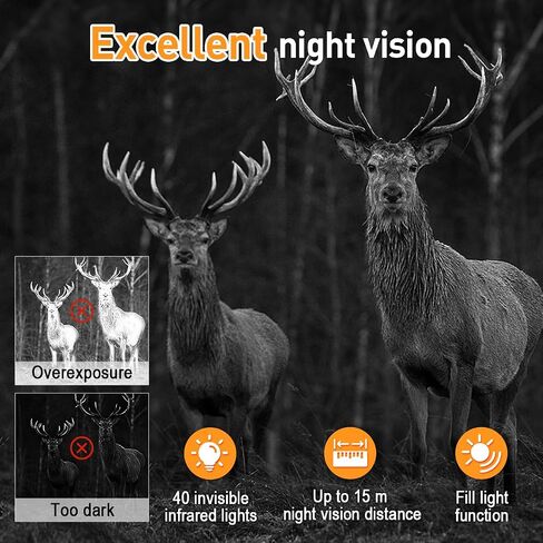 XTU Trail Camera WiFi Bluetooth - 2.7K 48MP Game Camera Wildlife with Night Vision Motion Activated with 64GB Micro SD Card, IP66 Waterproof 120° Detection Angle 940nm No Glow LED for Hunting Garden in Saudi Arabia