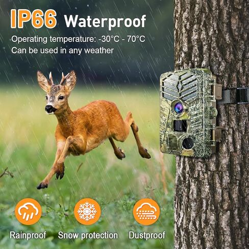 XTU Trail Camera WiFi Bluetooth - 2.7K 48MP Game Camera Wildlife with Night Vision Motion Activated with 64GB Micro SD Card, IP66 Waterproof 120° Detection Angle 940nm No Glow LED for Hunting Garden in Saudi Arabia