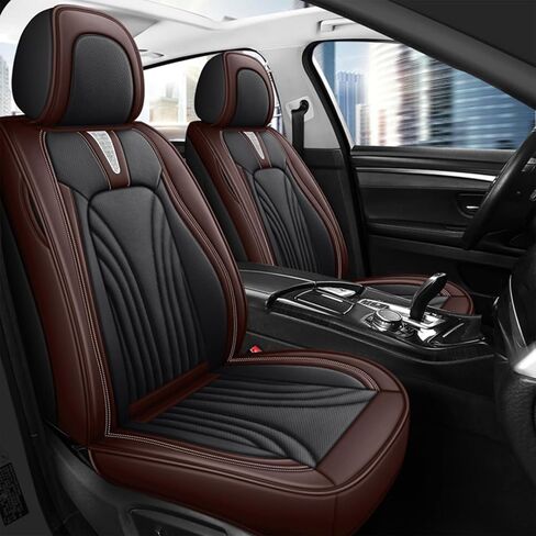 Car Seat Covers Full Set 3D Foam Back Support, Black Coffee Seat Cover for Cars 5 Seats, Fit for Most Cars, Nappa Leather Car Seat Cushion Super Breathable, Storage Bags, All Season in Saudi Arabia