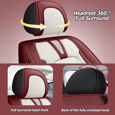 Car Seat Covers Full Set 3D Foam Back Support, Black Coffee Seat Cover for Cars 5 Seats, Fit for Most Cars, Nappa Leather Car Seat Cushion Super Breathable, Storage Bags, All Season in Saudi Arabia