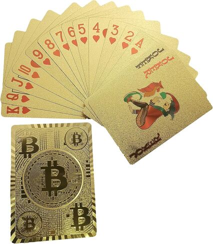 Bitcoin Waterproof Gold Playing Cards with Commemorative Bitcoin Encased in Protective Plastic in Saudi Arabia