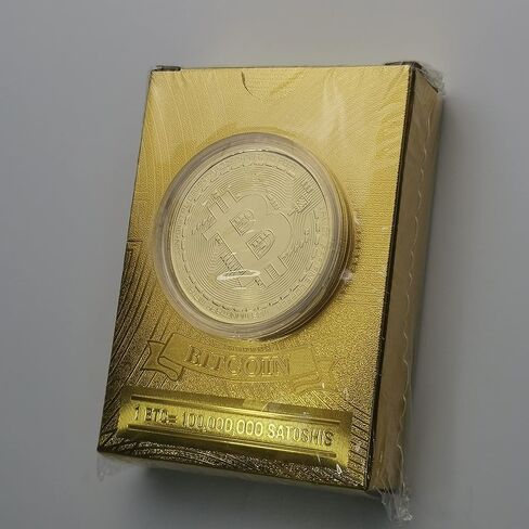 Bitcoin Waterproof Gold Playing Cards with Commemorative Bitcoin Encased in Protective Plastic in Saudi Arabia