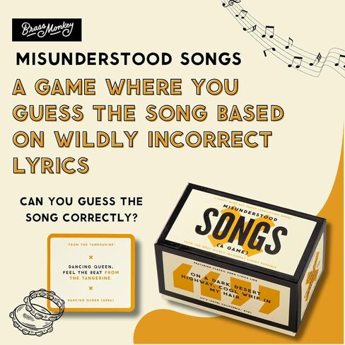 Misunderstood Songs – Party Game with 300 Cards Featuring Uniquely Incorrect Lyrics of Songs, Suitable for 2-8 Players in Saudi Arabia