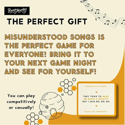 Misunderstood Songs – Party Game with 300 Cards Featuring Uniquely Incorrect Lyrics of Songs, Suitable for 2-8 Players in Saudi Arabia