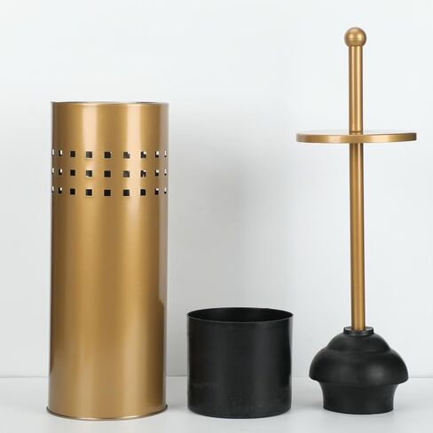 Black Toilet Plunger with Holder Caddy for Bathroom Metal Canister Holder Drip Cup Stand, Heavy Duty, Cup Holder Inner, Deep Cleaning, Made of Metal in Saudi Arabia