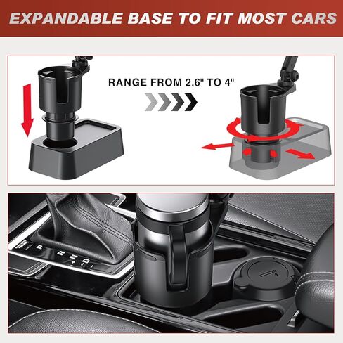 Frokom Cup Holder Expander for Car,Upgraded Car Cup Holder Expander Adapter with Offset Adjustable Base, Fit Most Large Bottles and Mugs-Yeti Ramblers 14/24/36/46oz, Hydro Flasks 32/40oz in Kuwait