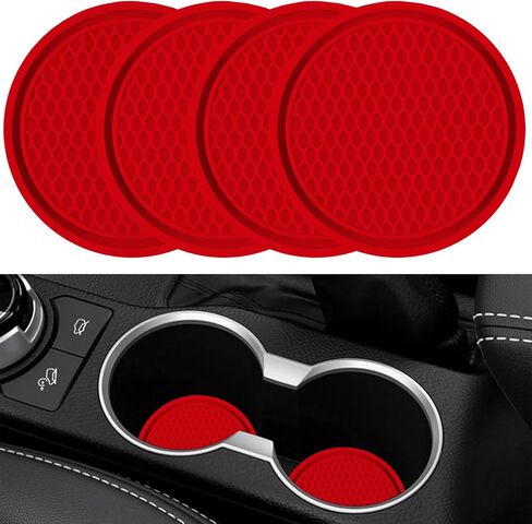 Car Coasters for Cup Holders [4 Pack], 2.77 Inches Silicon Cup Mats Non-Slip Universal Car Cup Holder Insert, Recessed Automotive Interior Accessories (Black) in Saudi Arabia