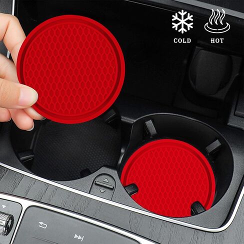 Car Coasters for Cup Holders [4 Pack], 2.77 Inches Silicon Cup Mats Non-Slip Universal Car Cup Holder Insert, Recessed Automotive Interior Accessories (Black) in Saudi Arabia