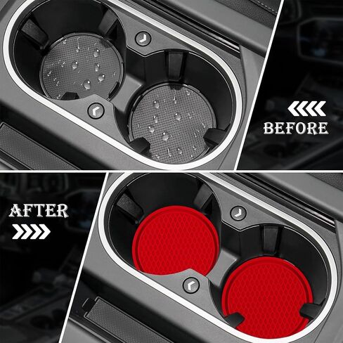 Car Coasters for Cup Holders [4 Pack], 2.77 Inches Silicon Cup Mats Non-Slip Universal Car Cup Holder Insert, Recessed Automotive Interior Accessories (Black) in Saudi Arabia