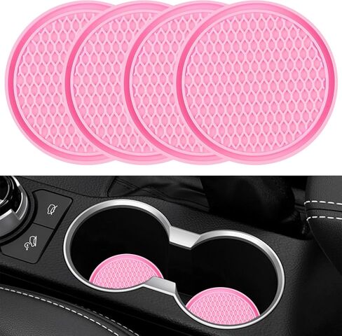 Car Coasters for Cup Holders [4 Pack], 2.77 Inches Silicon Cup Mats Non-Slip Universal Car Cup Holder Insert, Recessed Automotive Interior Accessories (Black) in Saudi Arabia