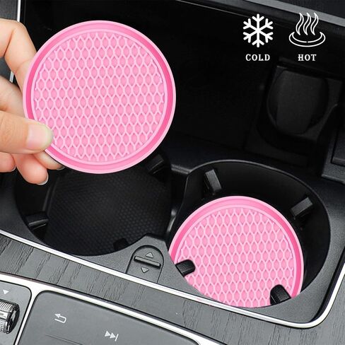 Car Coasters for Cup Holders [4 Pack], 2.77 Inches Silicon Cup Mats Non-Slip Universal Car Cup Holder Insert, Recessed Automotive Interior Accessories (Black) in Saudi Arabia