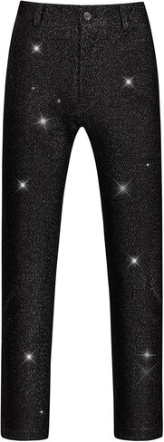 Lars Amadeus Metallic Pants for Men's Straight Leg Party Nightclub Glitter Dress Trouser in Saudi Arabia