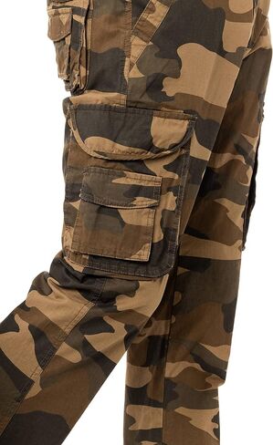 X RAY Men's Soft Casual Cotton Cargo Pants W/Deep Pockets & Belt for Work and Travel in Kuwait