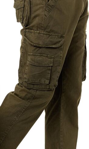 X RAY Men's Soft Casual Cotton Cargo Pants W/Deep Pockets & Belt for Work and Travel in Kuwait