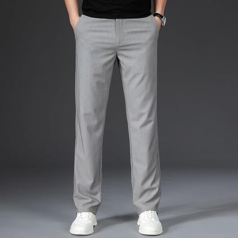 Men's High Waist Straight Slim Pants Business Work Soft Suit Pants in Saudi Arabia