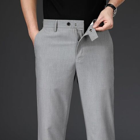 Men's High Waist Straight Slim Pants Business Work Soft Suit Pants in Saudi Arabia