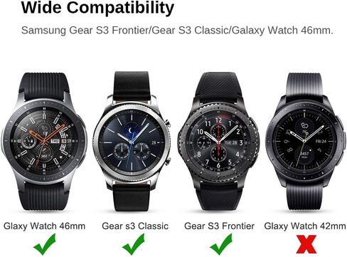 [عبوة من قطعتين+1] متوافق مع غطاء حافظة Samsung Galaxy Watch 46mm/ Gear S3 مع واقي شاشة، مصد واقٍ ناعم مطلي بمادة TPU + طبقة حماية للشاشة من الزجاج المقوى لـ Gear S3 Frontier/Classic in Kuwait