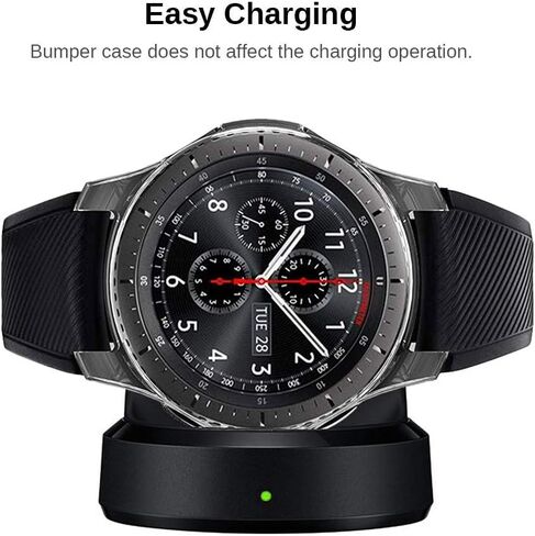 [عبوة من قطعتين+1] متوافق مع غطاء حافظة Samsung Galaxy Watch 46mm/ Gear S3 مع واقي شاشة، مصد واقٍ ناعم مطلي بمادة TPU + طبقة حماية للشاشة من الزجاج المقوى لـ Gear S3 Frontier/Classic in Kuwait