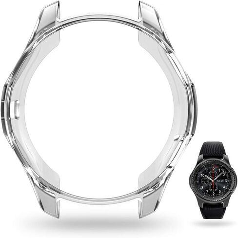 [عبوة من قطعتين+1] متوافق مع غطاء حافظة Samsung Galaxy Watch 46mm/ Gear S3 مع واقي شاشة، مصد واقٍ ناعم مطلي بمادة TPU + طبقة حماية للشاشة من الزجاج المقوى لـ Gear S3 Frontier/Classic in Kuwait