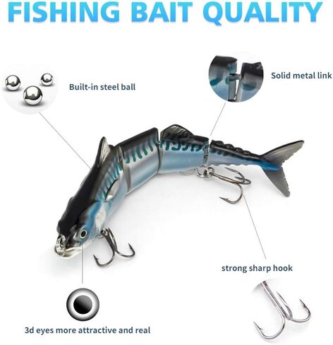 ODS Tuna Fishing Lure 4 Segment Jointed Swimbait with Treble Hooks for Freshwater and Saltwater Sinking in Saudi Arabia