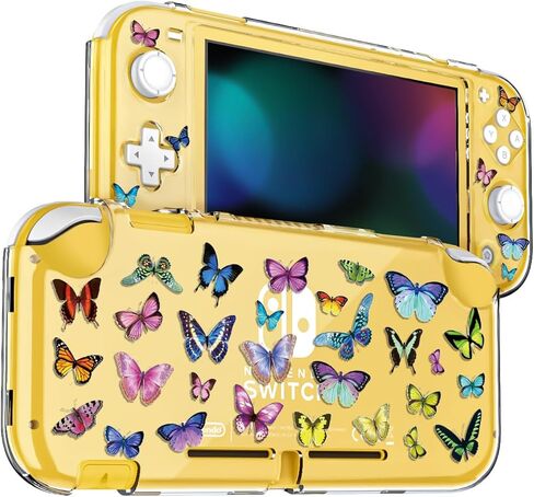 DLseego Butterfly Clear Protective Case for Switch Lite 2019 Version, Dockable Hard Shell Cute Anti-Scratch All-Round Protection Cover Case for Games Accessories- Black 2 in Kuwait