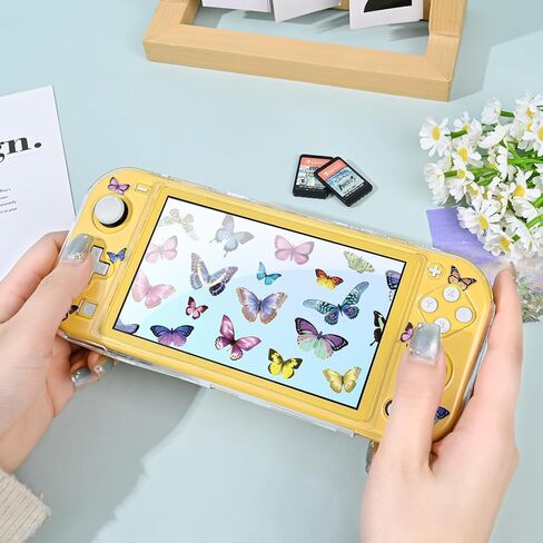 DLseego Butterfly Clear Protective Case for Switch Lite 2019 Version, Dockable Hard Shell Cute Anti-Scratch All-Round Protection Cover Case for Games Accessories- Black 2 in Kuwait