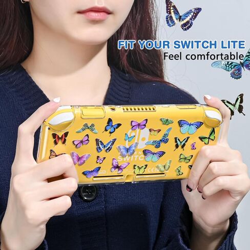 DLseego Butterfly Clear Protective Case for Switch Lite 2019 Version, Dockable Hard Shell Cute Anti-Scratch All-Round Protection Cover Case for Games Accessories- Black 2 in Kuwait