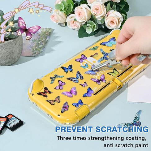 DLseego Butterfly Clear Protective Case for Switch Lite 2019 Version, Dockable Hard Shell Cute Anti-Scratch All-Round Protection Cover Case for Games Accessories- Black 2 in Kuwait