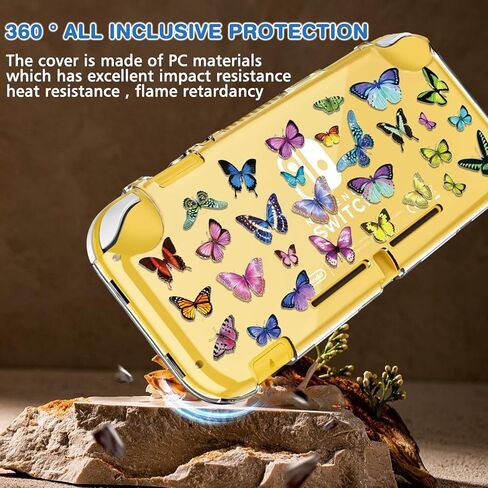 DLseego Butterfly Clear Protective Case for Switch Lite 2019 Version, Dockable Hard Shell Cute Anti-Scratch All-Round Protection Cover Case for Games Accessories- Black 2 in Kuwait