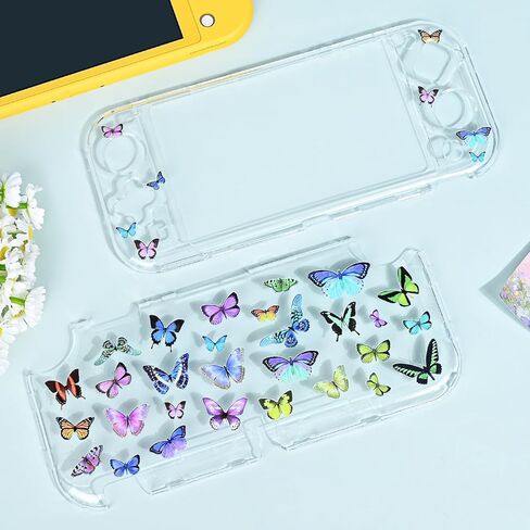 DLseego Butterfly Clear Protective Case for Switch Lite 2019 Version, Dockable Hard Shell Cute Anti-Scratch All-Round Protection Cover Case for Games Accessories- Black 2 in Kuwait