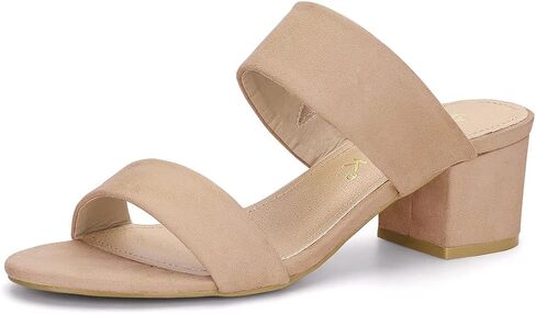 Allegra K Women's Block Heel Dual Straps Slide Sandals in Saudi Arabia