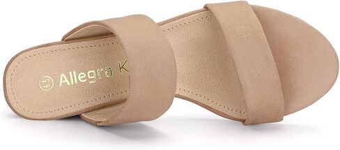 Allegra K Women's Block Heel Dual Straps Slide Sandals in Saudi Arabia