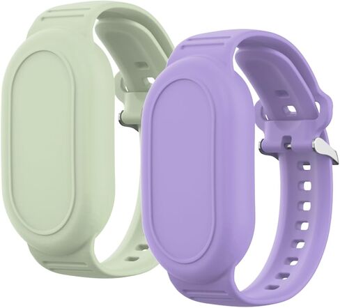 سوار Smart Tag 2 مقاوم للماء، عبوتان من سوار معصم السيليكون متوافق مع حافظة حامل Samsung Galaxy SmartTag2، غطاء كامل لساعة SmartTag 2 ملحقات مخفية (أخضر + أرجواني) in Kuwait