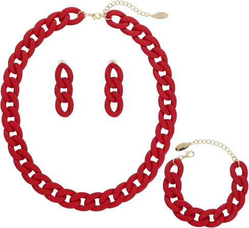 Bocar Statement Acrylic Chunky Necklace for Women Cuban Link Chain Collar Necklace Bracelcet Earrings Fashion Costume Jewelry Set in Kuwait