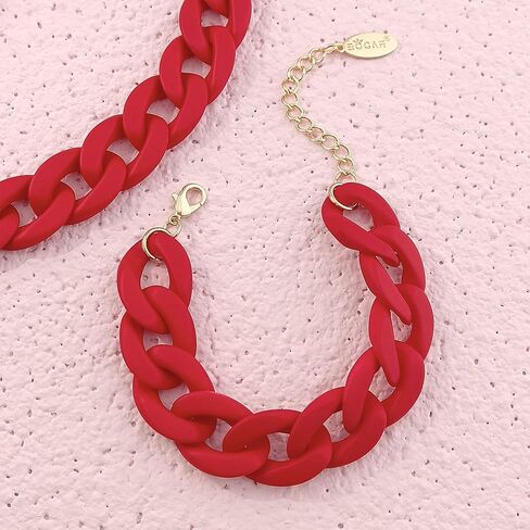 Bocar Statement Acrylic Chunky Necklace for Women Cuban Link Chain Collar Necklace Bracelcet Earrings Fashion Costume Jewelry Set in Kuwait